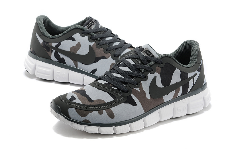 Nike Free Run 5.0 V4 Camouflage Air Force Grey Shoes - Click Image to Close